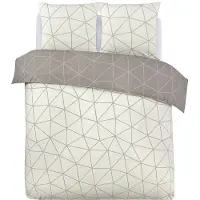 Vision Home VISION Hugo - Tweezijdig omkeerbaar Dekbedovertrekset - 100% katoen: zacht en soepel - Kingsize - Dekbedovertrek 260 x 240 cm met 2 bijhorende slopen - Beige - Oekotex gecertificeerd