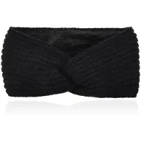LGT JWLS Dames Hoofdband - Zwart, Katoen met Fleece Voering, Gebreid met Lijnen en Voorzien van Knoop