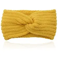 LGT JWLS Gebreide Hoofdband met Kruisknoop - Houdt Oren Warm - Geel