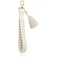 Deja Jewels Macramé Gevlochten Sleutelhanger - Wit
