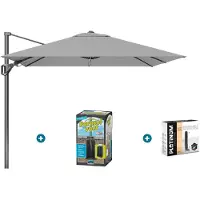 Platinum Voyager zweefparasol T2 2,7x2,7 - Grijs met ingraafvoet en hoes