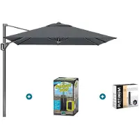 Platinum Voyager zweefparasol T1 2.5x2.5 m. - Antraciet met ingraafvoet en hoes