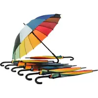Discountershop Paraplu 8 stuks - Regenboog Paraplu voor Volwassenen - Windproof met Haak Handvat - Multi kleur - Set van 8 LGBTQ Paraplu - 98cm Diameter