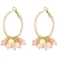Yehwang Oorbellen Happy Beads - Koraal - Stainless Steel
