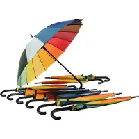 Discountershop Paraplu 9 stuks - Set van 9 Regenboog Paraplu voor Volwassenen - 98cm Diameter | Windproof met Haak Handvat - Multi Collors - LGBTQ Paraplu