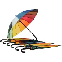 Discountershop Paraplu 7 stuks - Regenboog Paraplu voor Volwassenen - Windproof - Haak Handvat - Multi kleur - Set van 7 | Stijvolle Golfparaplu