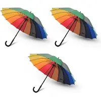 Merkloos Bescherm Jezelf Tegen de Regen: 3x Grote Opvouwbare Paraplu's Bieden Optimale Bescherming - Diameter: 98 cm - Polyester