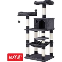 Hoppa! | Krabpaal XXL | Rookgrijs | MDF/Pluizig materiaal/Sisaltouw