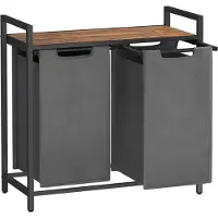 Hoppa! Songmics Wasmand, Wasverzamelaar, 2 Vakken, Met Plank, Wassorteerbak, Metalen Frame, 2 Uitneembare Vakken Van Oxford Stof, Met