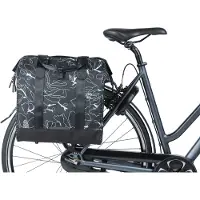 Basil Grand Flower -MIK Hooks- Fietsshopper - Enkele fietstas - 23 Liter - Waterafstotend materiaal - Zwart