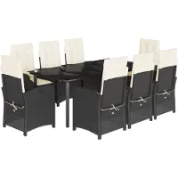 vidaXL 9-delige tuinset met kussens, zwart, van polyrotan