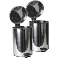 Gerimport 2x stuks RVS vuilnisbakken/pedaalemmers 3 liter 24 cm - Prullenbakken