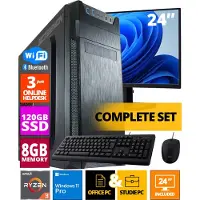 Screenon Budget Office PC SET - AMD Ryzen 3 - 120GB M.2 SSD - 8GB RAM - Radeon RX Vega 8 ( 24 Inch Monitor | Muis | Toetsenbord) + WiFi & Bluetooth