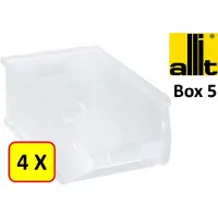 Allit 4 x Magazijnbak - grijpbak - stapelbak - ProfiPlus Box 5 - 17,5 L - PP - transparant