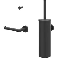 Ivy Aia Accessoires Accessoireset 1: borstelgarnituur wandmodel, handdoekhaak klein en toiletrolhouder Mat zwart PED
