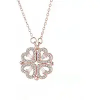Despora Klavertje vier - Ketting - Ketting Dames - Ketting Hartje - Klavertje Vier Ketting - Ketting met hanger - Cadeau voor Valentijn - Cadeautjes voor vriendin - Rosé goudkleurig RVS
