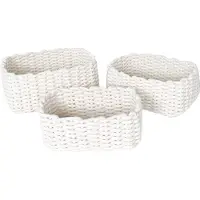 TODAY Set van 3 manden van touw - - INDIES - 100% katoen - Wit - 3 maten (36x26x16 cm)