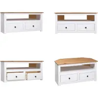 vidaXL Tv-hoekkast Panama Range 93x49x49 cm massief grenenhout wit - Tv-hoekkast - Tv-hoekkasten - Tv-kast - Tv-kasten