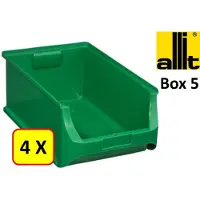 Allit 4 x Magazijnbak - grijpbak - stapelbak - ProfiPlus Box 5 - 17,5 L - PP - groen