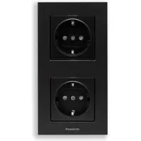 Panasonic -Zwarte Stopcontact-WCD-Verticaal-Inbouw-Karreplus Serie
