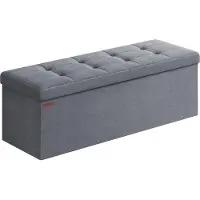 Songmics Bankje met opbergruimte van fluweel voor in de hal, Leigrijs / 38 x 110 x 38 cm