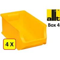 Allit 4 x Magazijnbak - grijpbak - stapelbak - ProfiPlus Box 4 - 5,8 L - PP - geel
