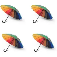 Merkloos Set van 4 paraplu's - Stormparaplu - Groot en stevig - Polyester - Opvouwbaar - Diameter: 98cm