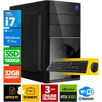 Screenon Intel Compleet PC + Muis & Toetsenbord | Intel Core i7 | 32 GB DDR4 | 1 TB SSD | RTX 3050 | Windows 11 Pro + WiFi & Bluetooth