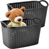 PlasticForte opbergmandje/kastmandje - 4x - 6,4 liter - zwart - kunststof - 19 x 29 x 18 cm