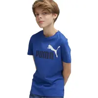 Puma Essentials+ 2 Logo T-Shirt Kids Blauw Donkerblauw Wit