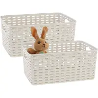 PlasticForte Opbergmand - 4x - Kastmand - rotan kunststof - creme wit - 6 Liter - 19 x 29 x 13 cm