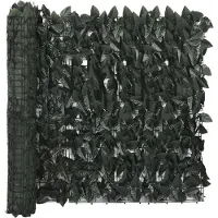The Living Store scherm met bladeren - Privacyscherm - 600 x 150 cm - donkergroen - polyethyleen en stof