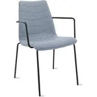 Workliving Verona Eetkamerstoel / Vergaderstoel - Met Armleuningen - Wolvilt Fenice 351 zachtblauw - frame zwart