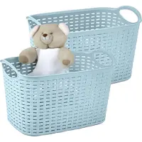 PlasticForte opbergmandje/kastmandje - 4x - 6,4 liter - ijsblauw - kunststof - 19 x 29 x 18 cm