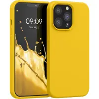 Kwmobile telefoonhoesje geschikt voor Apple iPhone 13 Pro - Hoesje met siliconen coating - Smartphone case in stralend geel