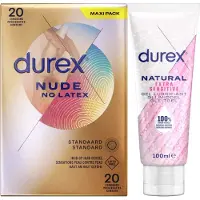 Durex - Condooms Nude No Latex 20st - Natural Extra Sensitive Gel 100 ml - Voordeelverpakking