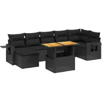 vidaXL 8-delige tuinmeubelset met kussens, zwart, polyrotan