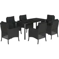vidaXL 7-delige Tuinset met kussens poly rattan zwart