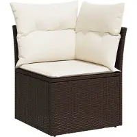 vidaXL Tuinhoekbank met kussens poly rattan bruin
