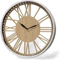 Dulaire Wandklok Hout Zilver Landelijk Ø 40 cm