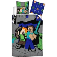 Minecraft dekbedovertrek Steve & Alex - polykatoen - 1-persoons (140x200 + 65x65 cm)