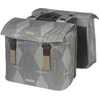 Basil elegance dubbele fietstas, gerecycled pet, waterkerend, mik, zwart, 40-49l