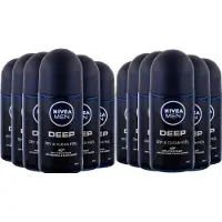 Nivea Men Deep Black Carbon Deo Roll On - 12 x 50 ml