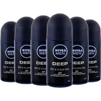 Nivea Men Deep Black Carbon Deo Roll On - 6 x 50 ml