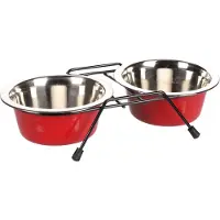 Flamingo Arjun Duo Dinner Staander - Eet- En Drinkpot Honden - Eet- En Drinkpot Set + Staander Arjun Rood/zwart 13cm 380ml - 1st - 131148 - 1st