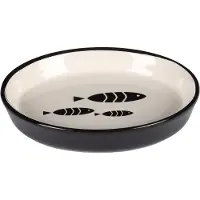 Flamingo Sardi - Eet- En Drinkpot Katten - Eet-en Drinkpot Kat Sardi Keramisch Zwart-wit Ovaal 150ml 14x11,5x2,5cm - 1st - 133672 - 1st