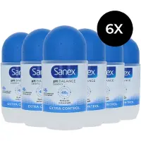 Sanex Deodorant Deoroller Dermo Extra Control Voordeelverpakking 6x50ml
