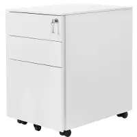 Songmics Hoppa! Songmics Ladeblok - Rolcontainer - Nachtkastje - Op Wielen - Verrijdbare Archiefkast - Wit - Staal - 39x45x55 Cm (bxdxh)