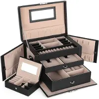Songmics Sieradendoos met 2 lades, Zwart