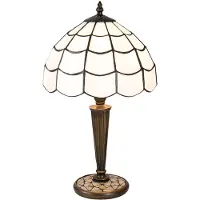 Clayre & Eef Tiffany tafellamp Wiebke, brons / oud-messing, Woon-/ Eetkamer, Glas, Tiffany, tafellamp